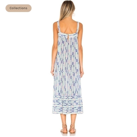 New Lemlem Gigi 100% Silk Short Sweepy Royal Blue Maxi Dress Size NWT Large - Picture 6 of 16